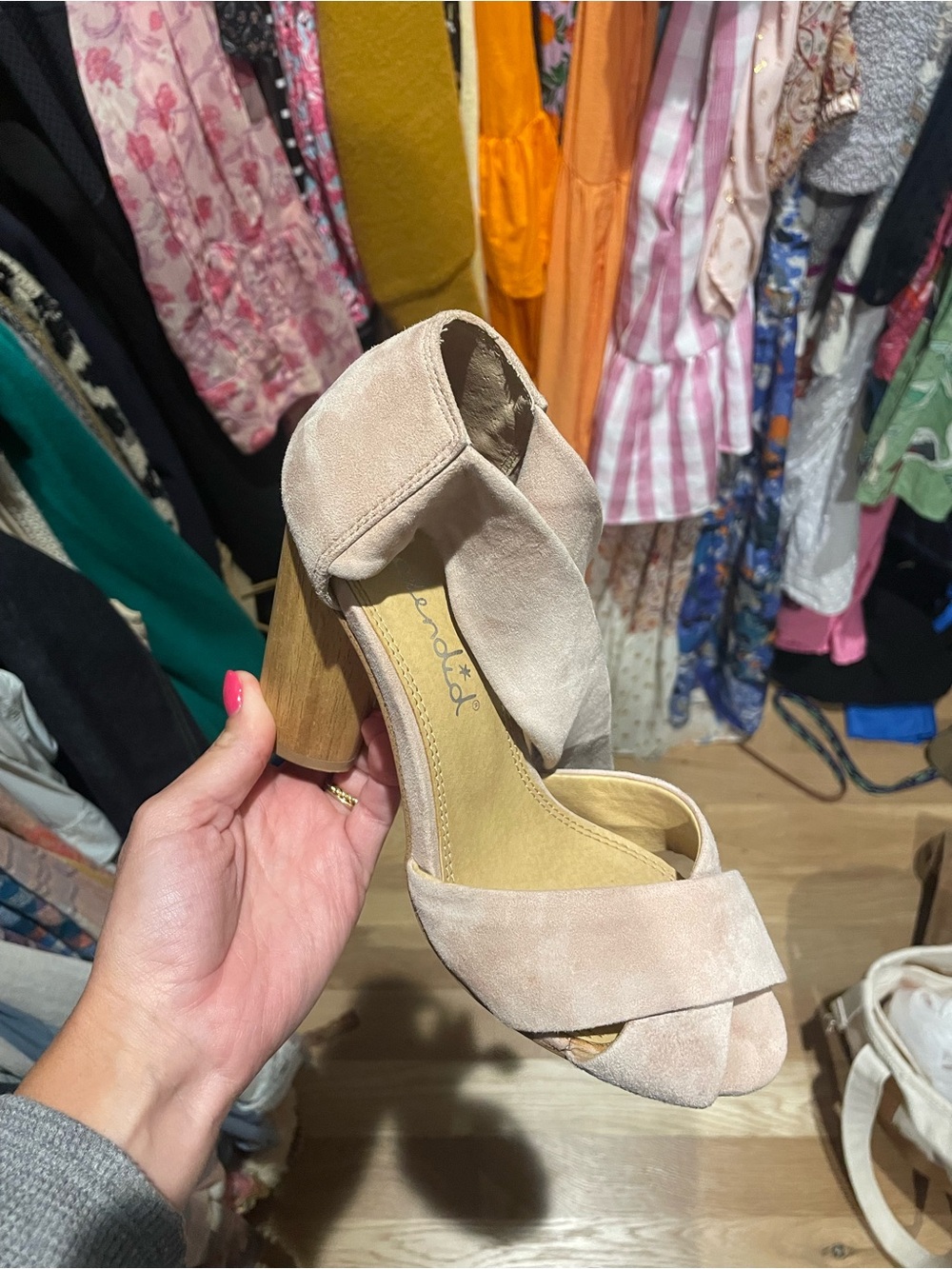 Neutral / light pink Splendid Suede Block Heel Sandal - Women
